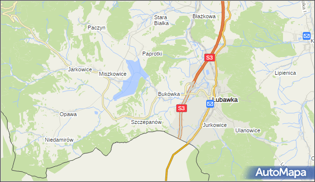 mapa Bukówka gmina Lubawka, Bukówka gmina Lubawka na mapie Targeo