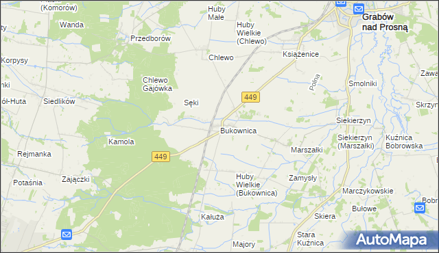 mapa Bukownica gmina Grabów nad Prosną, Bukownica gmina Grabów nad Prosną na mapie Targeo
