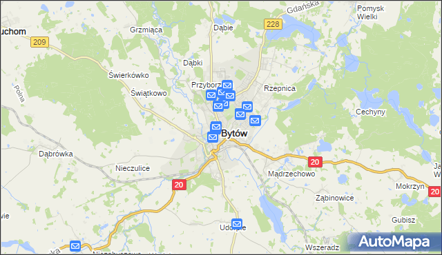 mapa Bytów, Bytów na mapie Targeo