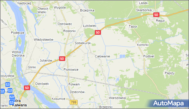 mapa Całowanie, Całowanie na mapie Targeo