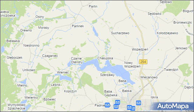 mapa Chałupska gmina Mogilno, Chałupska gmina Mogilno na mapie Targeo