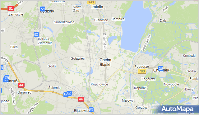 mapa Chełm Śląski, Chełm Śląski na mapie Targeo