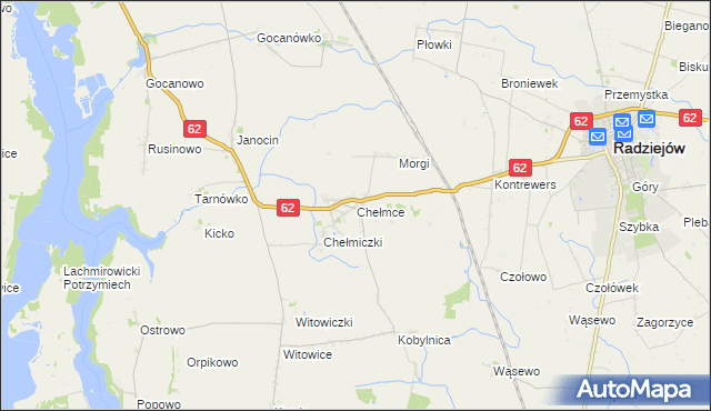 mapa Chełmce gmina Kruszwica, Chełmce gmina Kruszwica na mapie Targeo