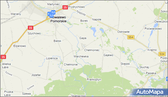 mapa Chełmoniec, Chełmoniec na mapie Targeo