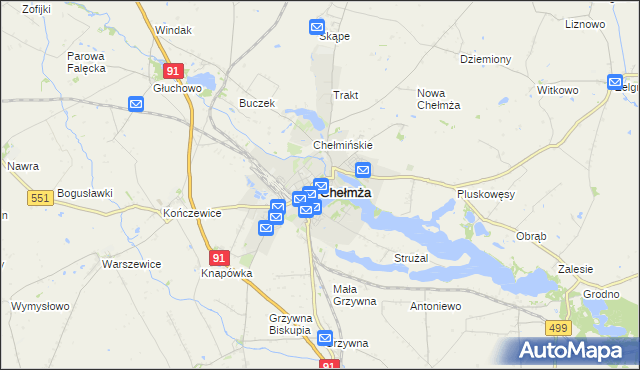 mapa Chełmża, Chełmża na mapie Targeo