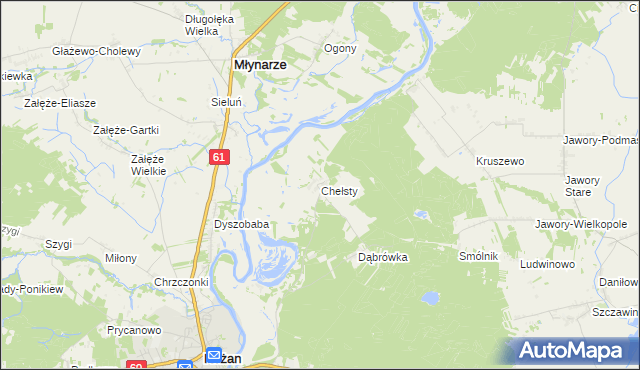 mapa Chełsty gmina Różan, Chełsty gmina Różan na mapie Targeo