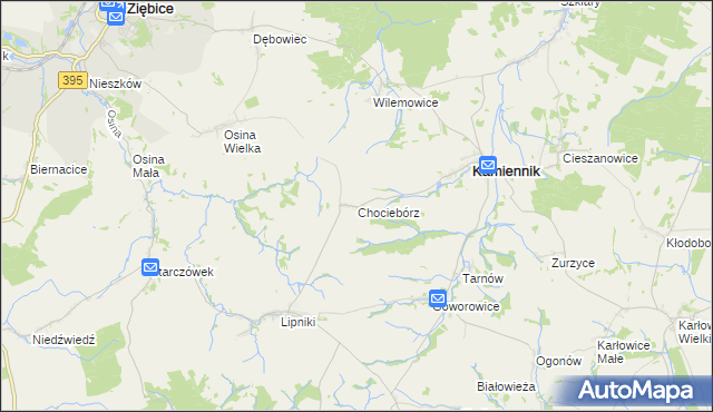 mapa Chociebórz, Chociebórz na mapie Targeo