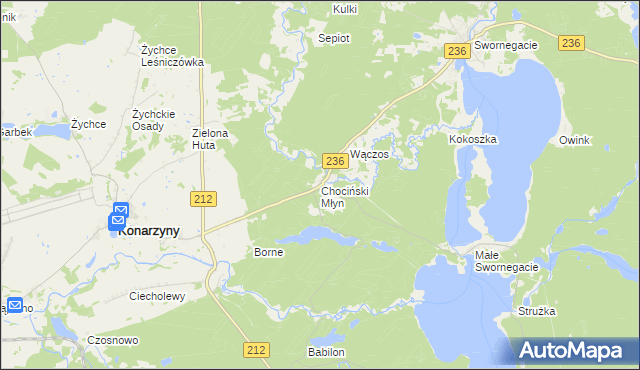 mapa Chociński Młyn, Chociński Młyn na mapie Targeo