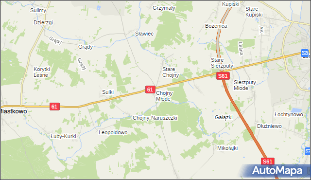 mapa Chojny Młode, Chojny Młode na mapie Targeo