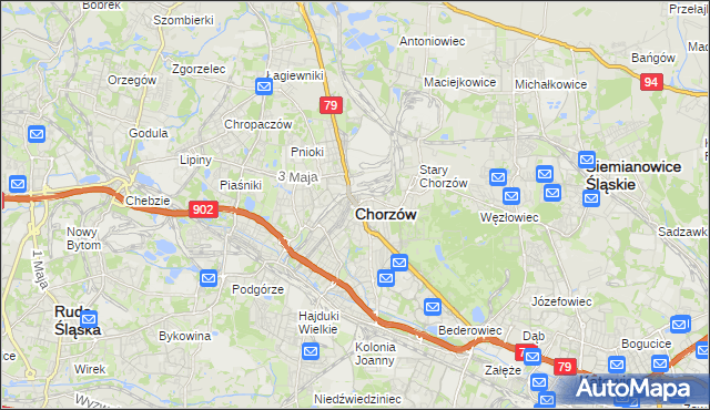 mapa Chorzów, Chorzów na mapie Targeo