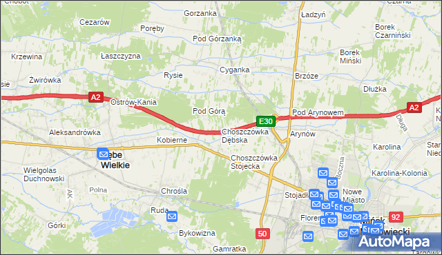 mapa Choszczówka Dębska, Choszczówka Dębska na mapie Targeo