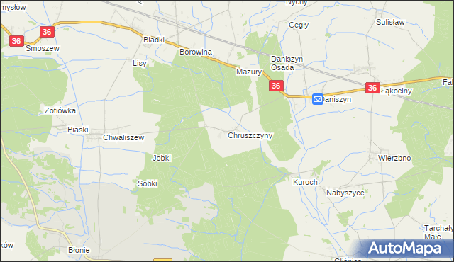 mapa Chruszczyny, Chruszczyny na mapie Targeo