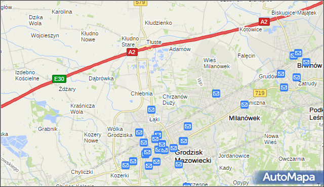 mapa Chrzanów Duży, Chrzanów Duży na mapie Targeo