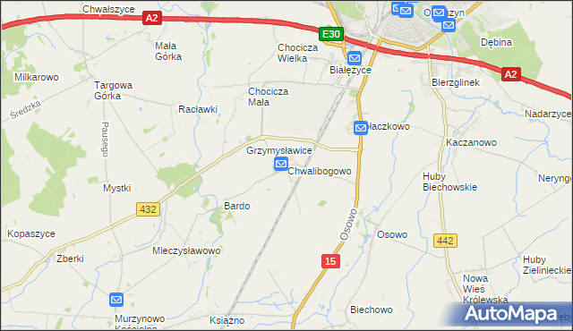 mapa Chwalibogowo gmina Września, Chwalibogowo gmina Września na mapie Targeo