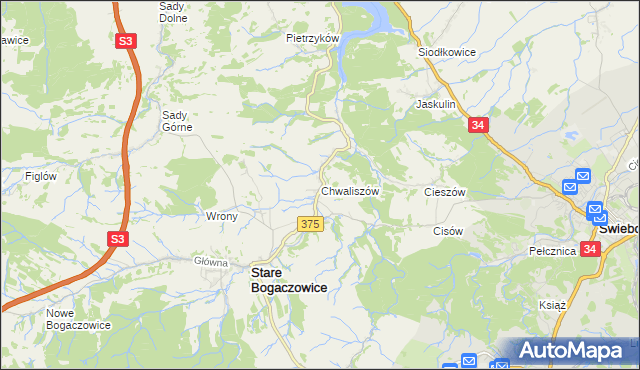 mapa Chwaliszów, Chwaliszów na mapie Targeo