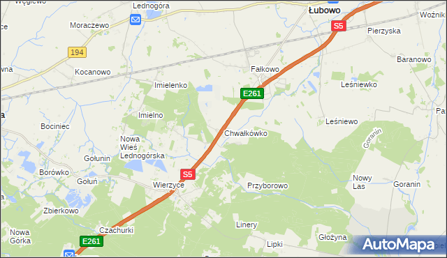 mapa Chwałkówko, Chwałkówko na mapie Targeo