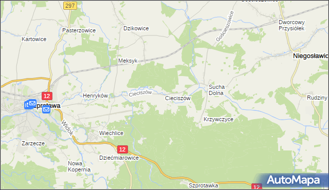 mapa Cieciszów, Cieciszów na mapie Targeo