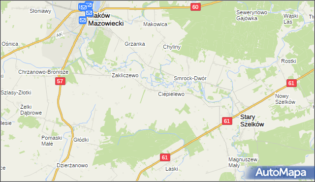 mapa Ciepielewo, Ciepielewo na mapie Targeo