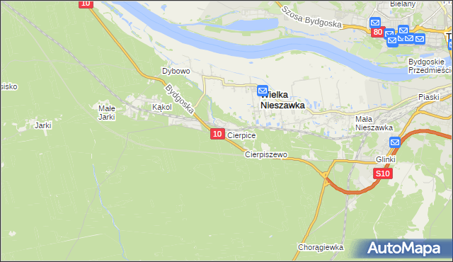 mapa Cierpice gmina Wielka Nieszawka, Cierpice gmina Wielka Nieszawka na mapie Targeo