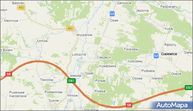 mapa Cieszęcin, Cieszęcin na mapie Targeo