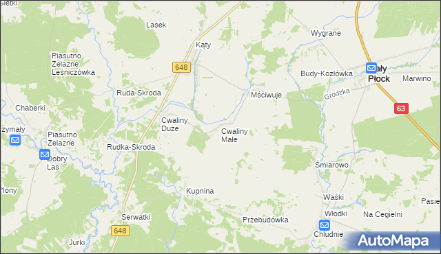 mapa Cwaliny Małe, Cwaliny Małe na mapie Targeo