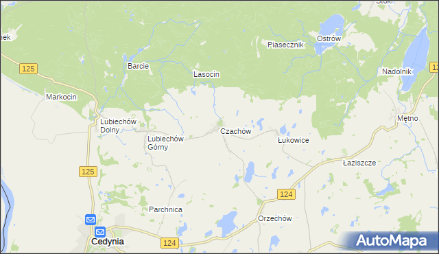 mapa Czachów gmina Cedynia, Czachów gmina Cedynia na mapie Targeo