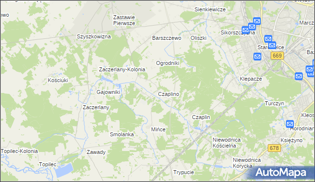 mapa Czaplino gmina Choroszcz, Czaplino gmina Choroszcz na mapie Targeo