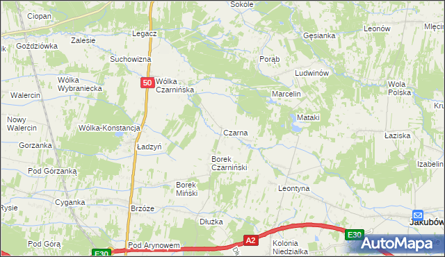 mapa Czarna gmina Stanisławów, Czarna gmina Stanisławów na mapie Targeo