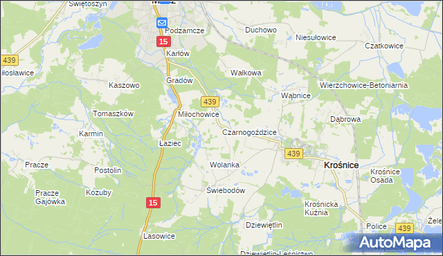 mapa Czarnogoździce, Czarnogoździce na mapie Targeo