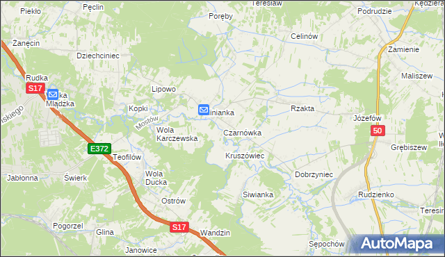mapa Czarnówka gmina Wiązowna, Czarnówka gmina Wiązowna na mapie Targeo