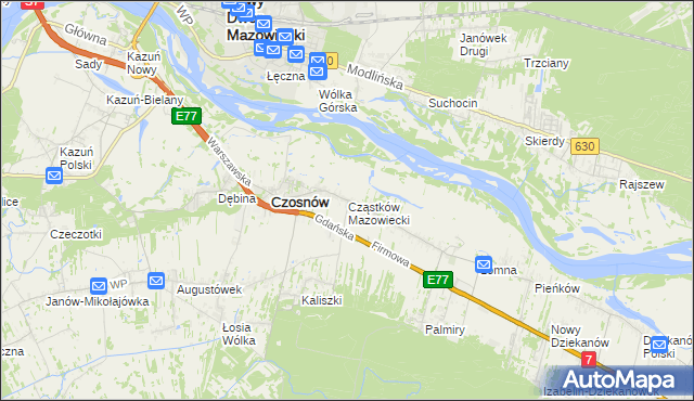 mapa Cząstków Mazowiecki, Cząstków Mazowiecki na mapie Targeo