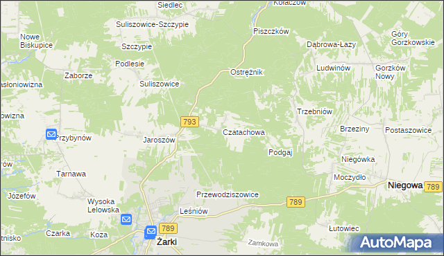 mapa Czatachowa, Czatachowa na mapie Targeo