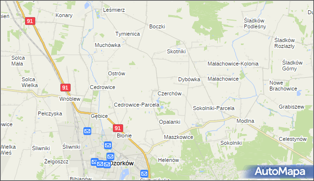 mapa Czerchów, Czerchów na mapie Targeo