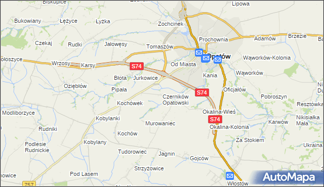 mapa Czerników Opatowski, Czerników Opatowski na mapie Targeo