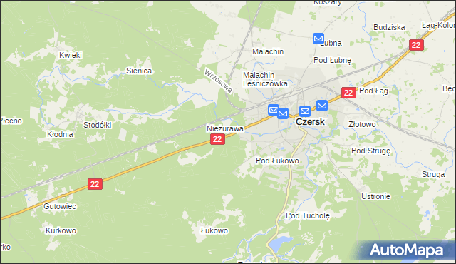 mapa Czersk powiat chojnicki, Czersk powiat chojnicki na mapie Targeo