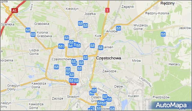 mapa Częstochowy, Częstochowa na mapie Targeo