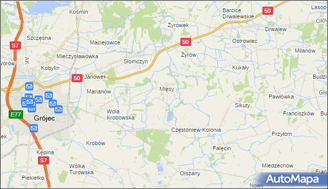 mapa Częstoniew, Częstoniew na mapie Targeo