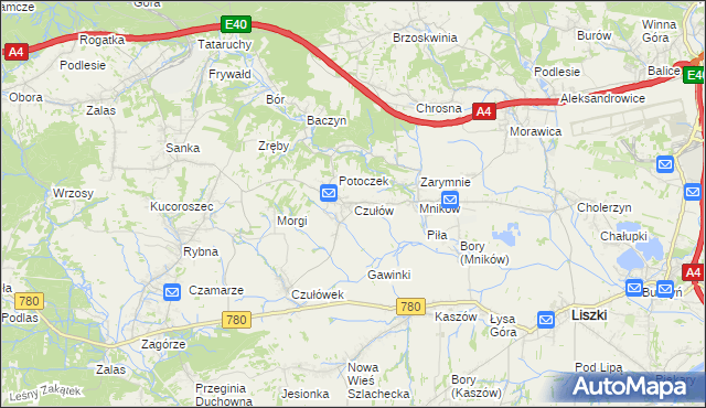 mapa Czułów, Czułów na mapie Targeo