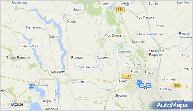 mapa Czyżewo gmina Rypin, Czyżewo gmina Rypin na mapie Targeo