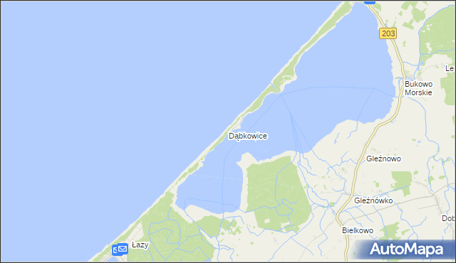 mapa Dąbkowice gmina Darłowo, Dąbkowice gmina Darłowo na mapie Targeo