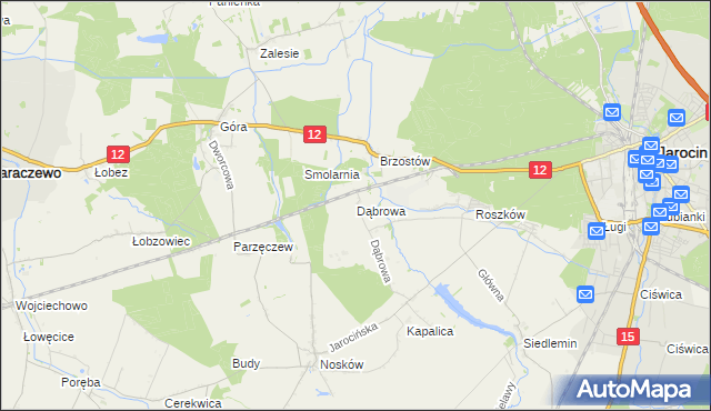 mapa Dąbrowa gmina Jarocin, Dąbrowa gmina Jarocin na mapie Targeo