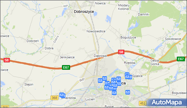 mapa Dąbrowa gmina Oleśnica, Dąbrowa gmina Oleśnica na mapie Targeo