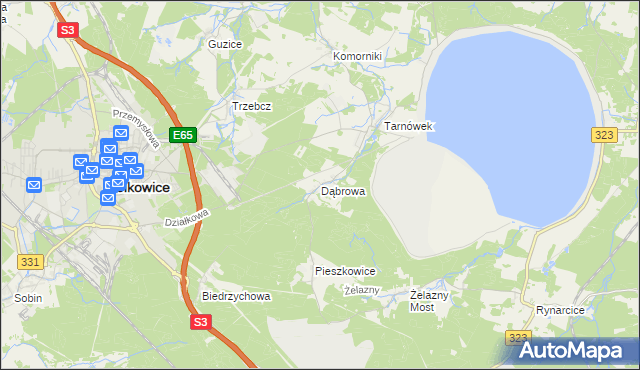 mapa Dąbrowa gmina Polkowice, Dąbrowa gmina Polkowice na mapie Targeo