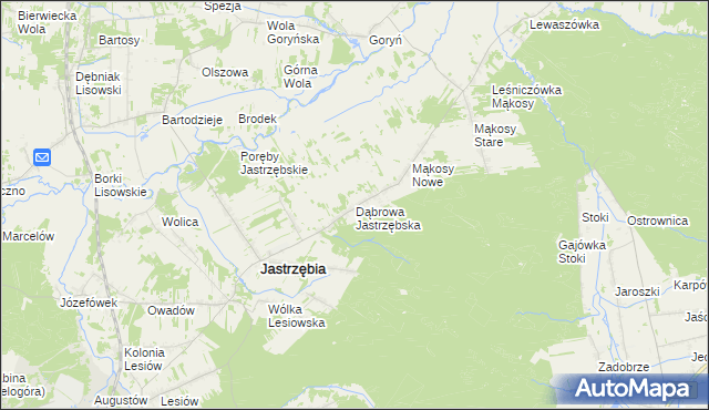 mapa Dąbrowa Jastrzębska, Dąbrowa Jastrzębska na mapie Targeo