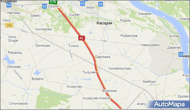 mapa Dąbrówka gmina Raciążek, Dąbrówka gmina Raciążek na mapie Targeo