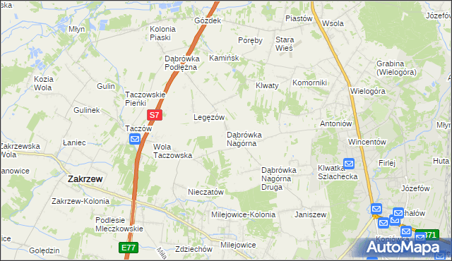 mapa Dąbrówka Nagórna, Dąbrówka Nagórna na mapie Targeo