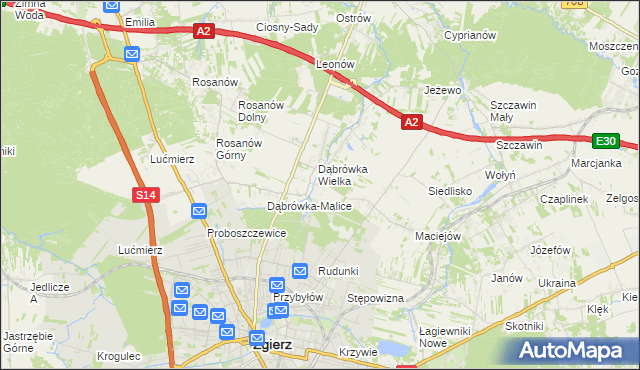 mapa Dąbrówka-Sowice, Dąbrówka-Sowice na mapie Targeo