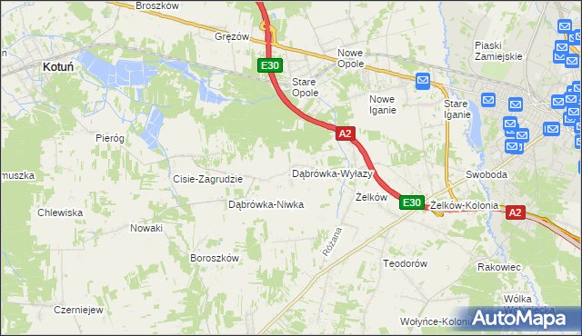 mapa Dąbrówka-Wyłazy, Dąbrówka-Wyłazy na mapie Targeo