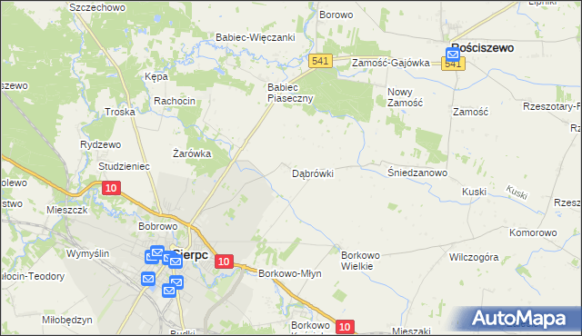 mapa Dąbrówki gmina Sierpc, Dąbrówki gmina Sierpc na mapie Targeo