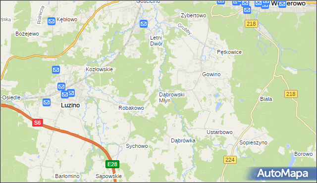 mapa Dąbrowski Młyn, Dąbrowski Młyn na mapie Targeo